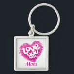 Llavero Love you x Mom keychain<br><div class="desc">Cute keychain Love you x design with magenta heart. Personalise with you own name. This example reads: Mom. Unique design by Sarah Trett.</div>