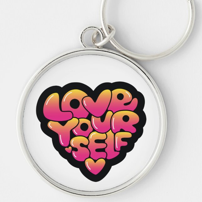 Llavero Love Yourself Typography Heart Sticker  (Frente)