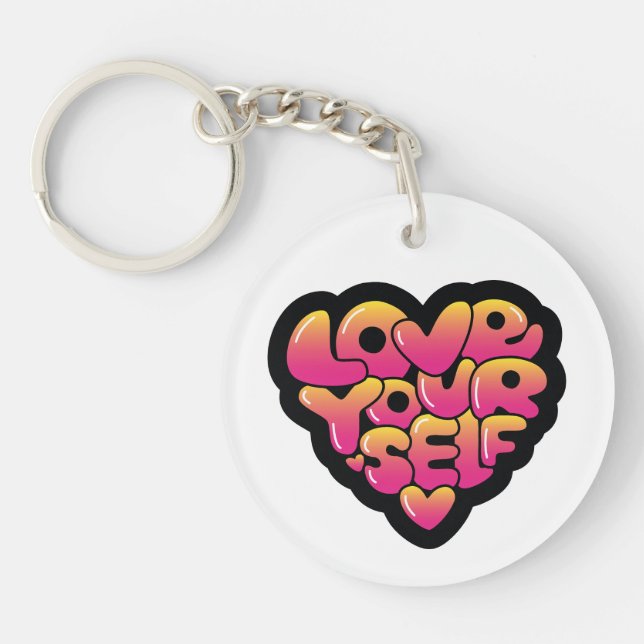 Llavero Love Yourself Typography Heart Sticker  (Frente)