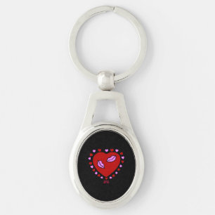 Llavero Lovely Hearts Kisses Oval Keychain