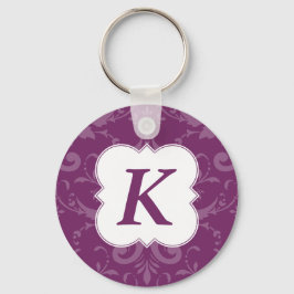 Llavero Lovely Labels Purple Damask Personalizado Inicial