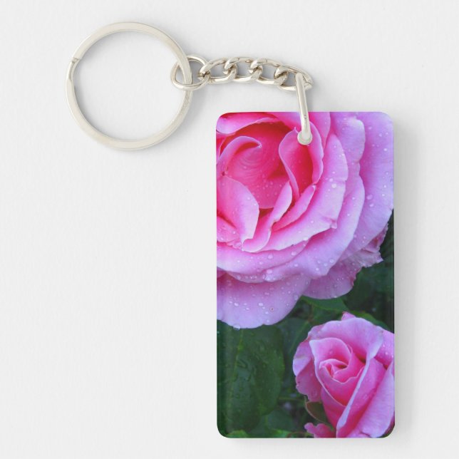 Llavero Lovely Pink Rose Acrylic Keychain (Frente)