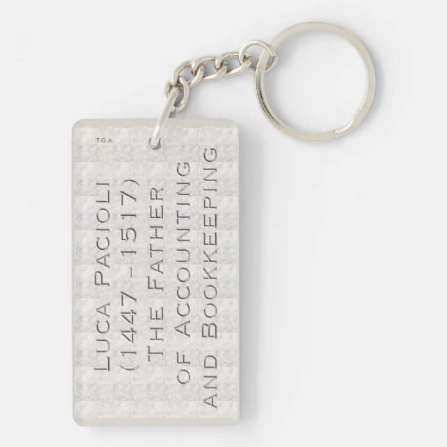 Llavero "Luca Pacioli - El padre de la contabilidad" (Atrás)