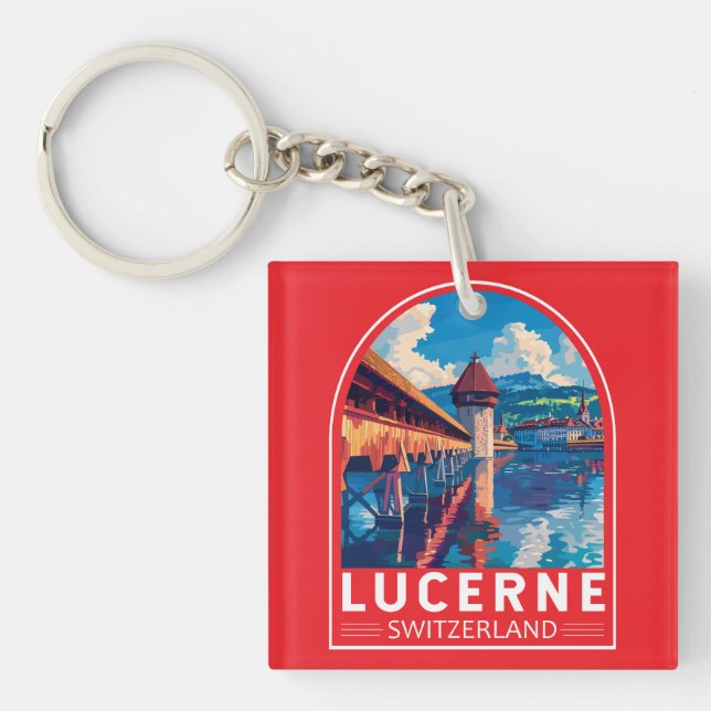 Llavero Lucerne Suiza Viaje al arte Vintage (Frente)