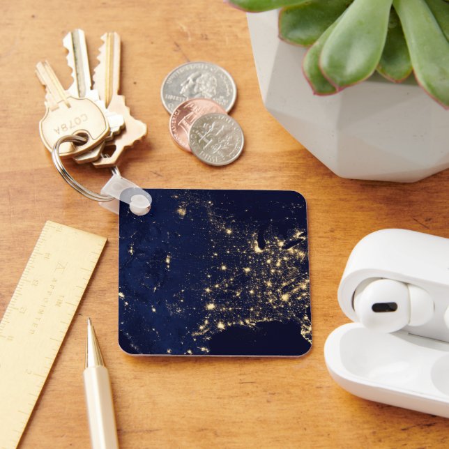 Llavero Luces De La Ciudad De Estados Unidos De Noche. (Escritorio )