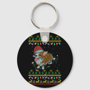 Llavero Luces de los Navidades Corgi de sudaderas Navidade