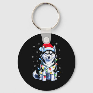 Llavero Luces de Navidad Perro Husky Sombrero de Santa Fam