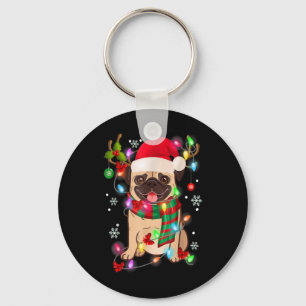 Llavero Luces De Navidad Perro Pug Santa Navidad Chicos Pu