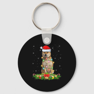 Llavero Luces de Navidad Perro Shiba Inu Gorro Divertido d