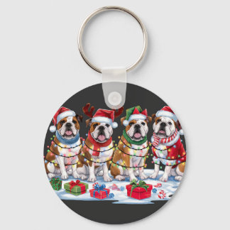 Llavero Luces de Navidades de bulldog - Diseño Adorable