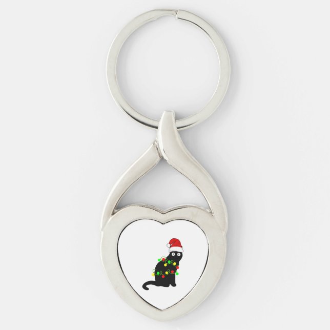 Llavero Luces de Navidades de gato negro (Anverso)