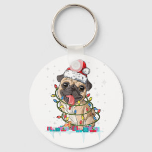 Llavero Luces del árbol de Navidad Pug Santa Perro Regalos