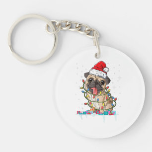 Llavero Luces del árbol de Navidad Pug Santa Perro Regalos