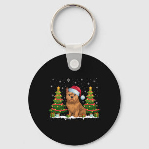 Llavero Luces navideñas Bruselas Griffon Dog Santa Hat Chr