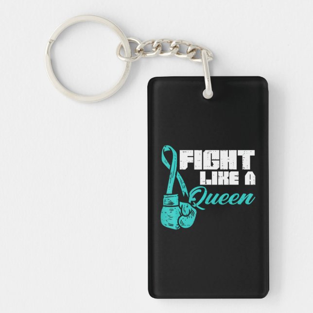 Llavero Luchar Como La Reina Verde azulada Guantes De Boxe (Frente)