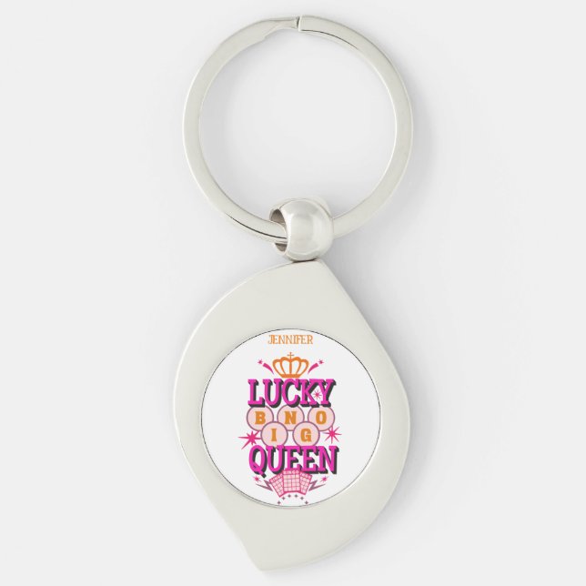 Llavero Lucky Bingo Queen /editable nombre (Anverso)