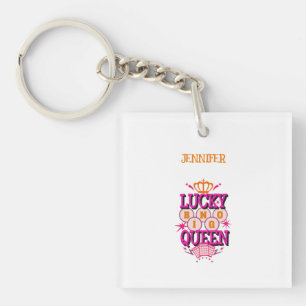 Llavero Lucky Bingo Queen /editable nombre