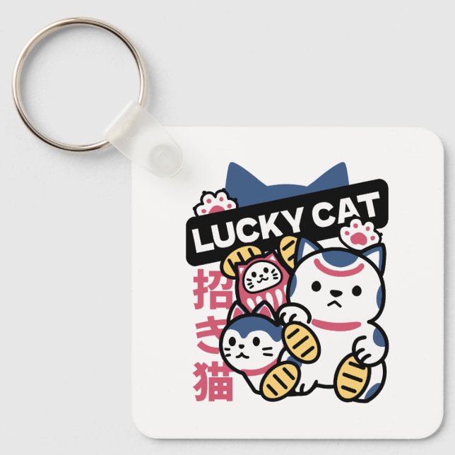 Llavero Lucky Cat Maneki Neko – Japanese Fortune Cat  (Anverso)