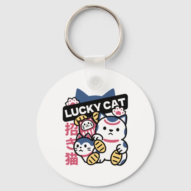 Llavero Lucky Cat Maneki Neko – Japanese Fortune Cat  (Anverso)