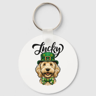 Llavero Lucky Goldendoodle perro día de San Patricio niños