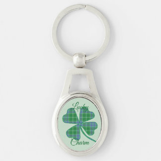 Llavero Lucky Green Plaid Shamrock Four-Leaf Clover 