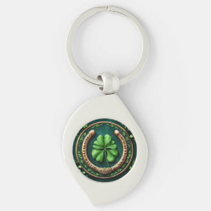 Llavero Lucky Horseshoe and Clover Design
