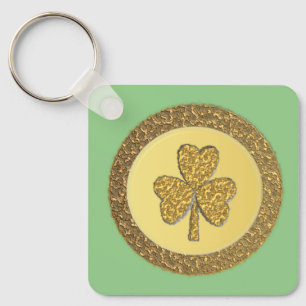 Llavero Lucky Irish Shamrock Gold Coin Personalizado