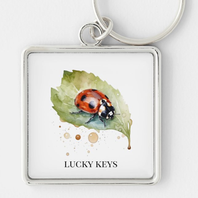 Llavero Lucky Ladybug en Leaf (Frente)