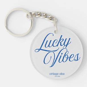 Llavero Lucky Vibes Estética Vintage Redonda Acrílica 