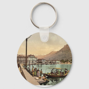 Llavero Lugano, en el muelle, Tessin, vintage P de Suiza