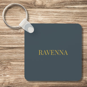 Llavero Lujo en Carbón Nombre Personalizado en Serif Regal