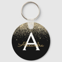 Lujo Glitter Monograma Negro Dorado