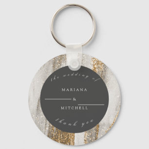Llavero Lujo Marble Gold purpurina blanco y gris