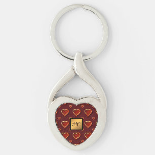 Llavero Lujo Moderno Elegante Amor Rojo Oro Corazón