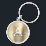 Llavero Lujo Monograma de Acero Inoxidable Falso Dorado<br><div class="desc">Lujosa Llaverita Metálica de Acero Inoxidable Falso Dorado. Estas llaveras se pueden personalizar para incluir tu inicial y primer nombre. Estas llaveras son excelentes regalos para cumpleaños,  despedidas de soltera o fiestas de bachelorette.</div>