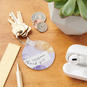 Llavero Lujo Púrpura y Resumen De Oro Gracias Boda