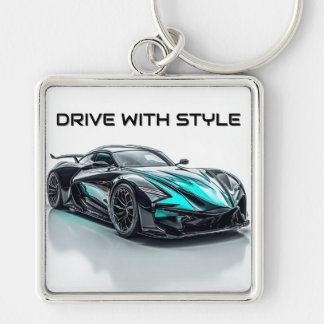 Llavero Lujoso auto deportivo negro luce diseño moderno