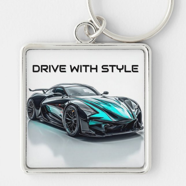Llavero Lujoso auto deportivo negro luce diseño moderno (Frente)