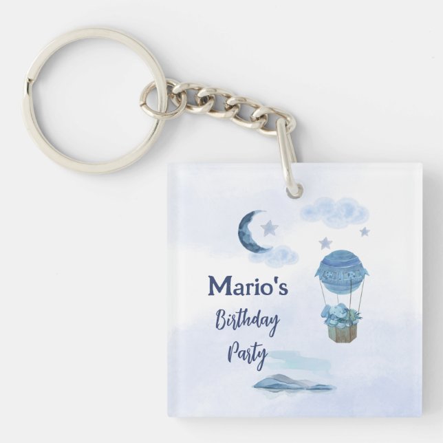 Llavero Luna azul niño de cumpleaños pequeño elefante (Frente)