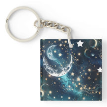 Llavero - Luna Celestial Azul Hielo