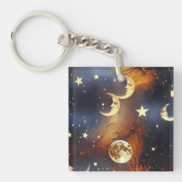 Llavero - Luna Celestial Naranja Fuego