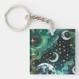 Llavero - Luna Celestial Verde Esmeralda