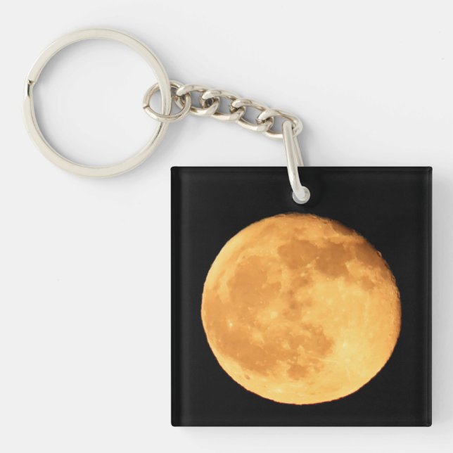 Llavero Luna completa con brillo Naranja (Frente)