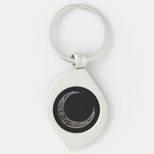 Llavero Luna Creciente Celta De Plata Y Negro
