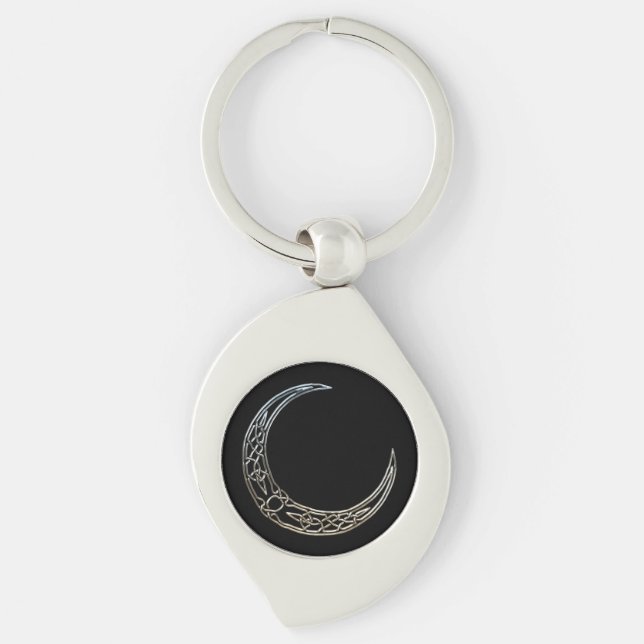Llavero Luna Creciente Celta De Plata Y Negro (Anverso)