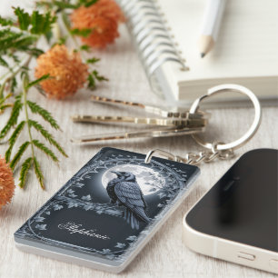 Llavero Luna Cuervo Gótico Academia Oscura