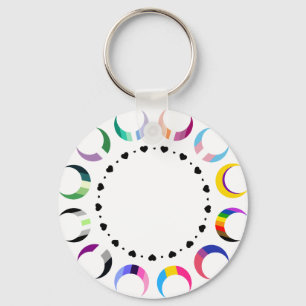 Llavero Luna de Orgullo Creciente y Corazón Negro