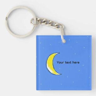 Llavero Luna – Diseño de Texto Personalizado Lunar Mínimo