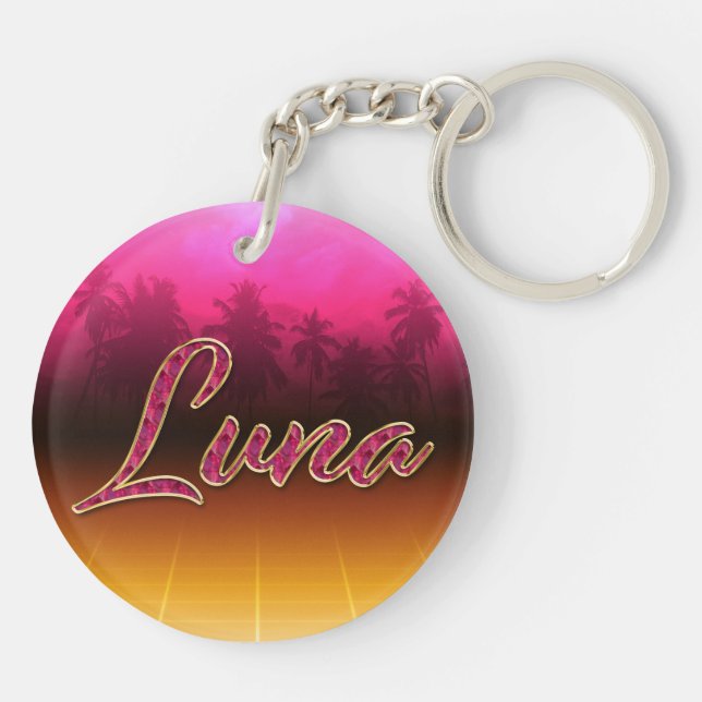 Llavero Luna Vorname Name golden pink Schlüsselanhänger (Atrás)