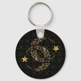Llavero Luna y estrella florales islámicas